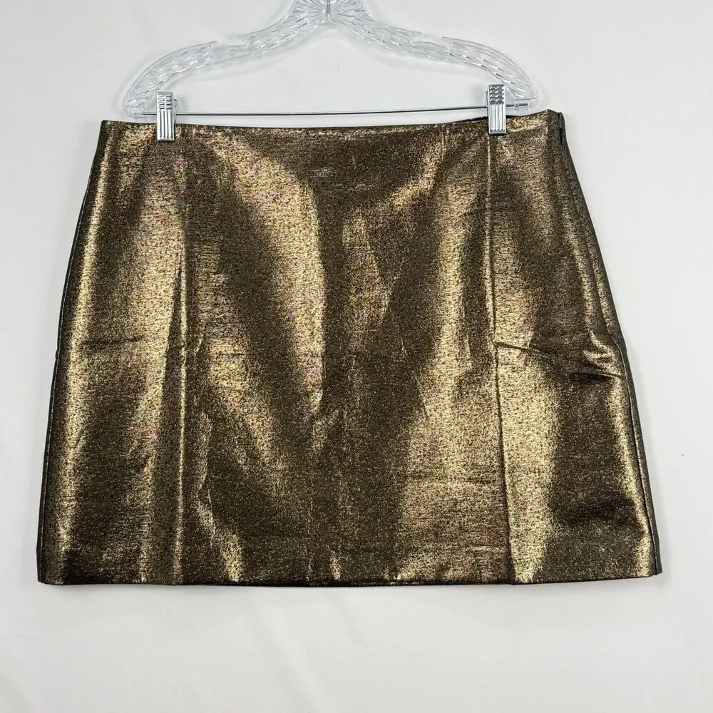 NWOT WOMENS ANN TAYLOR LOFT SIZE 16 BRONZE METALLIC SKIRT LINED